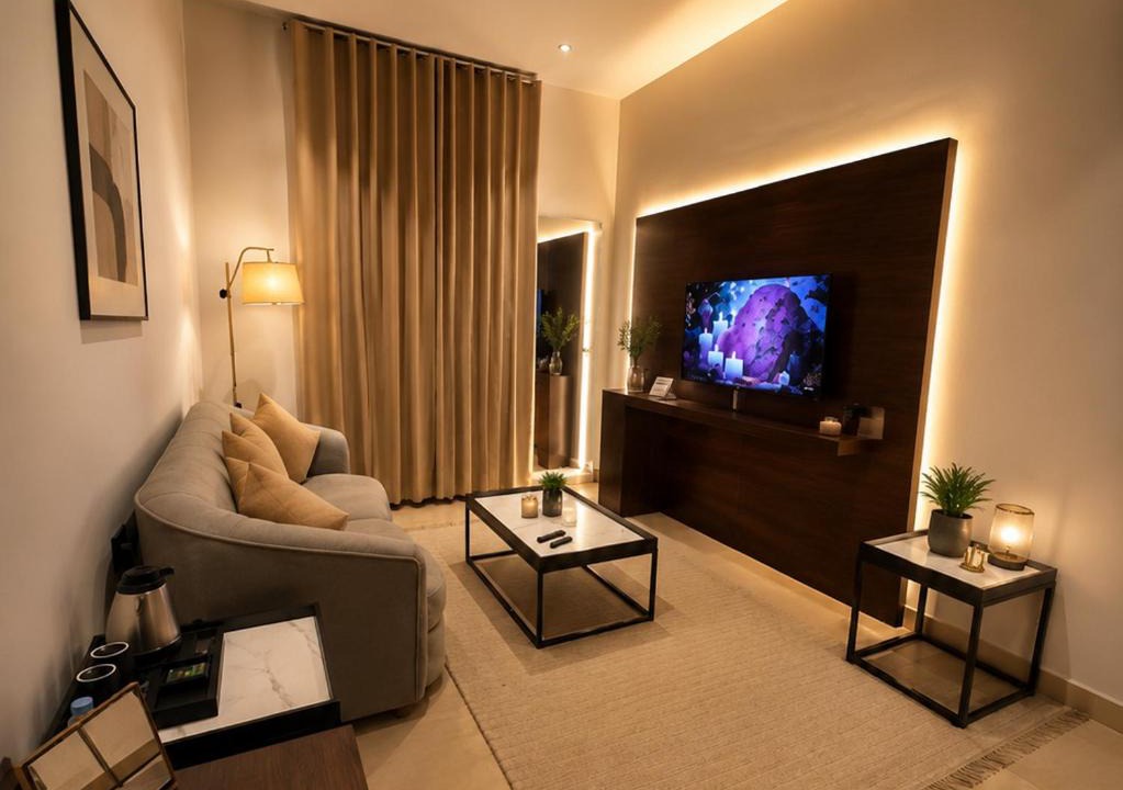 Dammam Apartment | تيوليب للشقق الفندقية - غرفة و صالة و مطبخ و حمام